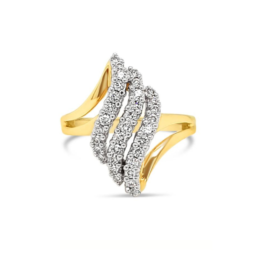 3 Row Diamond Dress Ring 18ct Yellow & White Gold