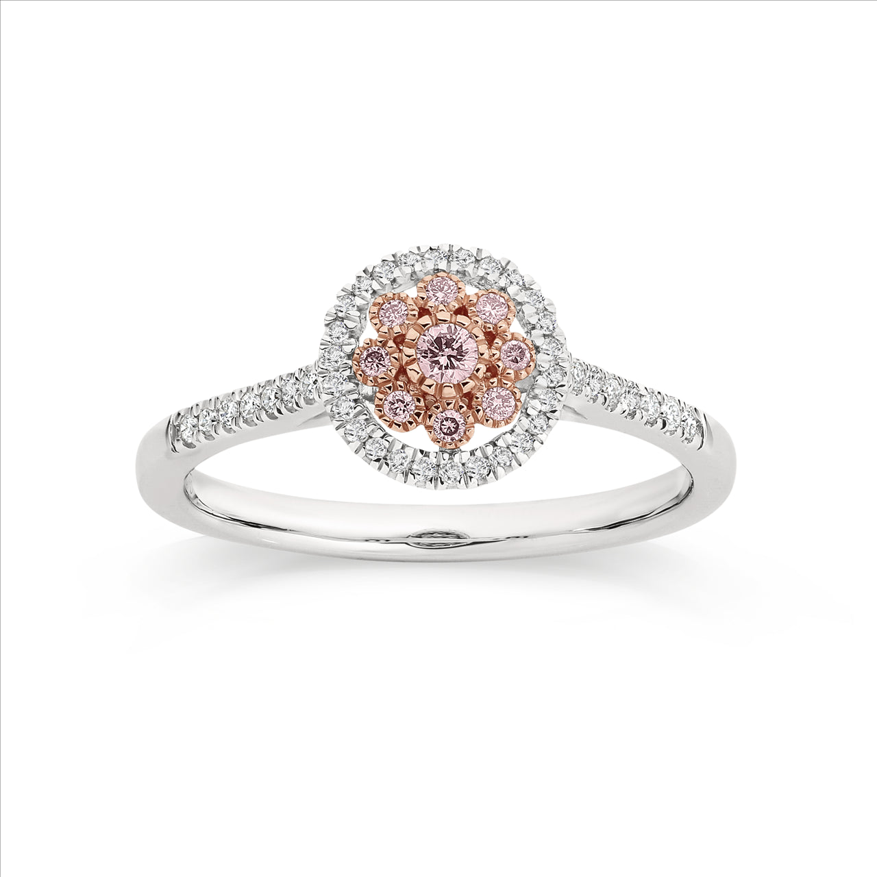 Australian Pink Diamond Flower Halo Ring