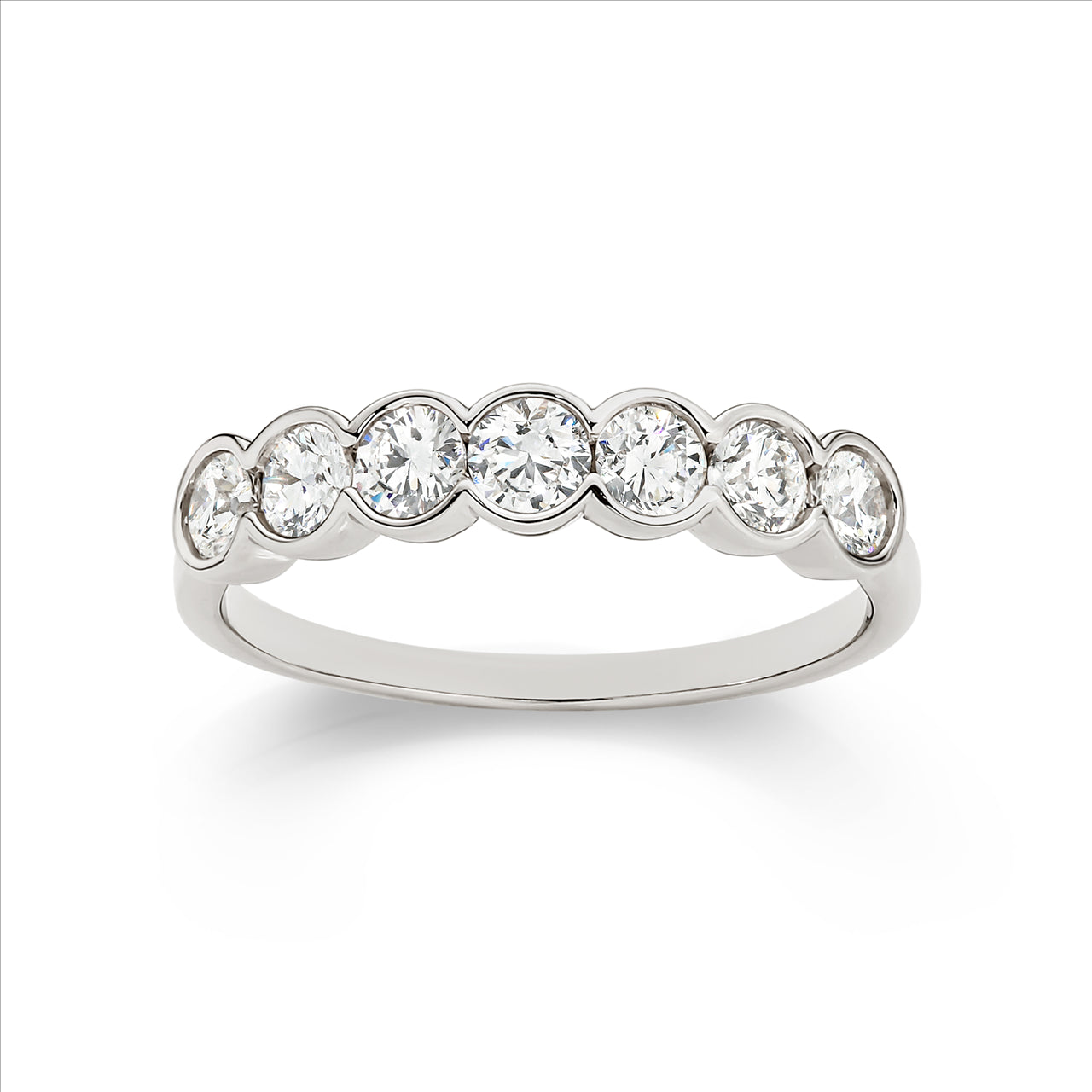 1.00ct 7 Diamond Bezel White Gold Dress Ring