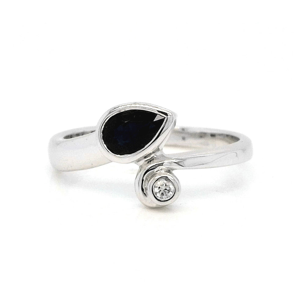 Sapphire and Diamond Bezel Set Ring