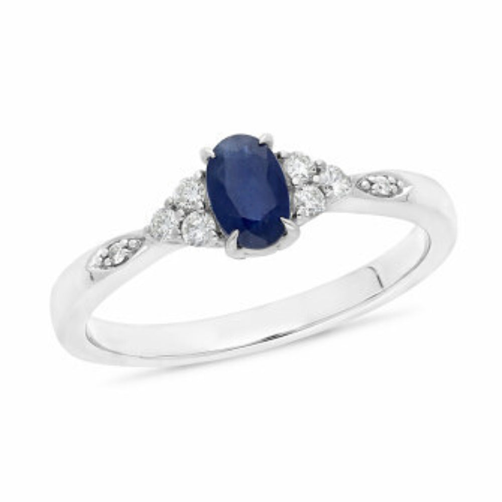 Sapphire and Diamond White Gold Ring