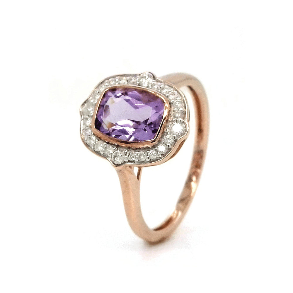 Amethyst Vintage Inspired Rose Gold Ring