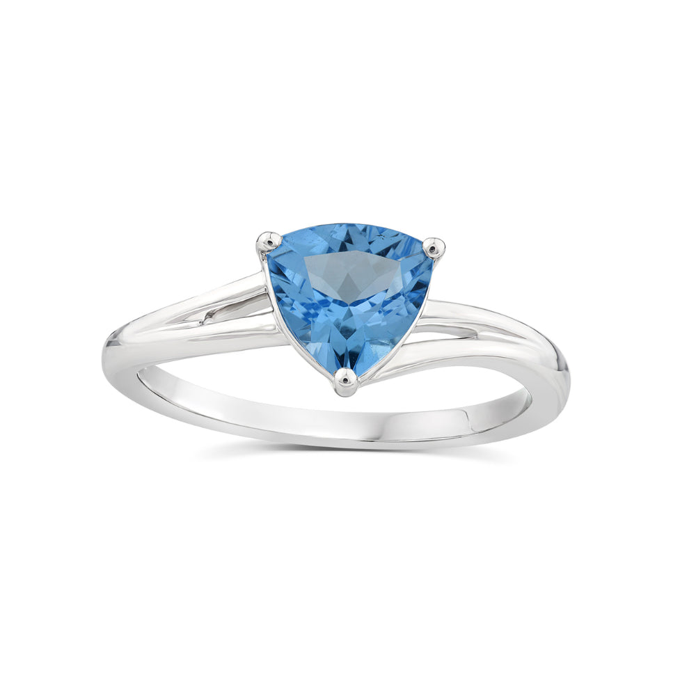Swiss Blue Topaz and White Gold Ring