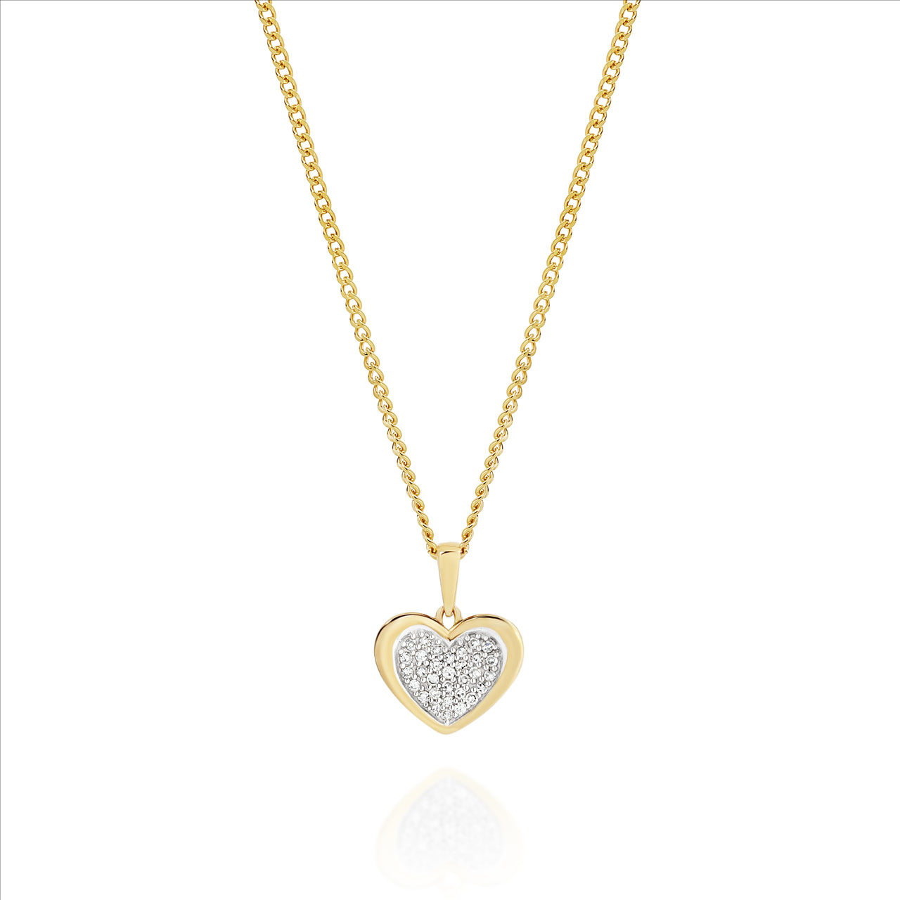 Gold Heart Pave Diamond Pendant