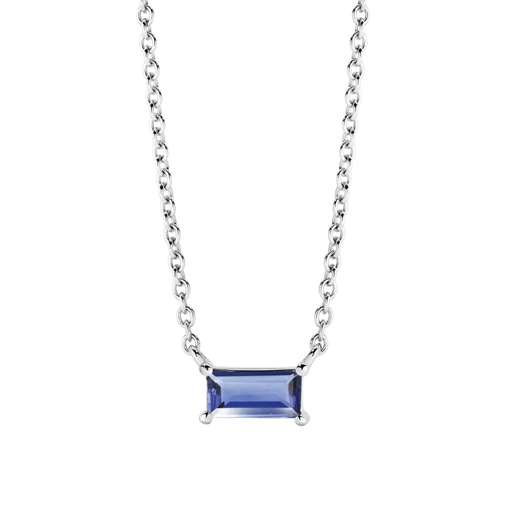 Natural Sapphire and White Gold Necklet 45cm