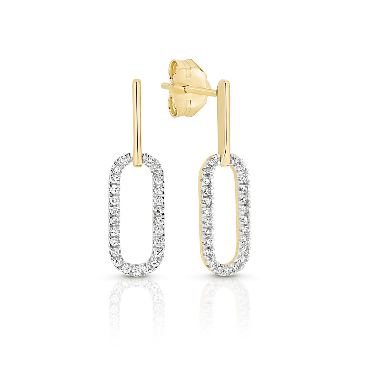 Diamond Gold Paperclip Earrings