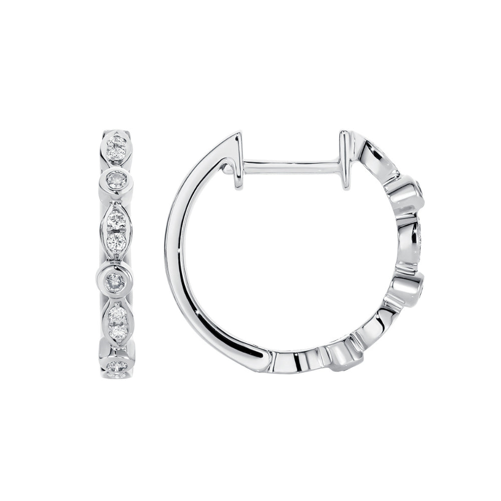 Natural 0.10ct Diamond Huggie Earrings in 9ct white gold