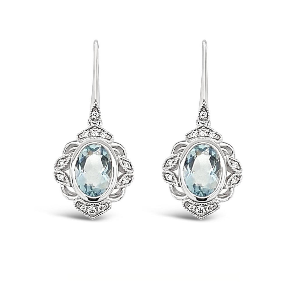 Aquamarine & Diamond White Gold Earrings