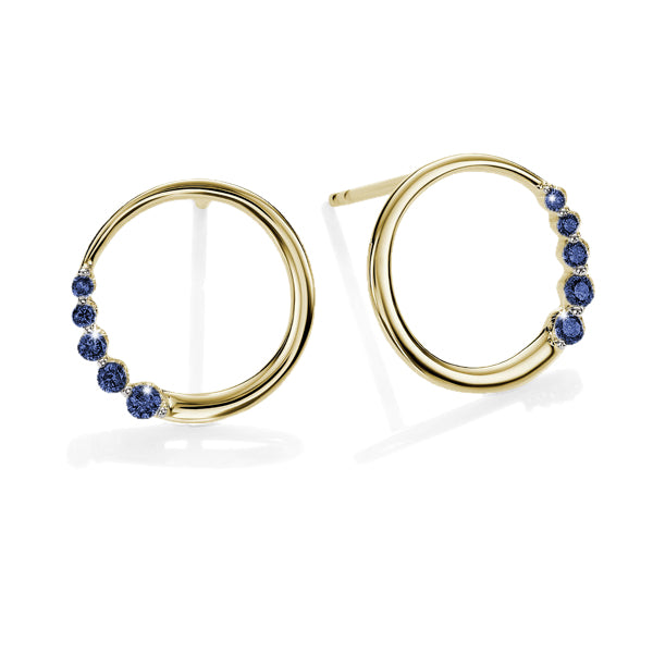 Natural Sapphire Open Round Gold Studs