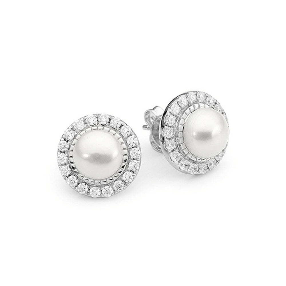 The Halo Pearl Studs