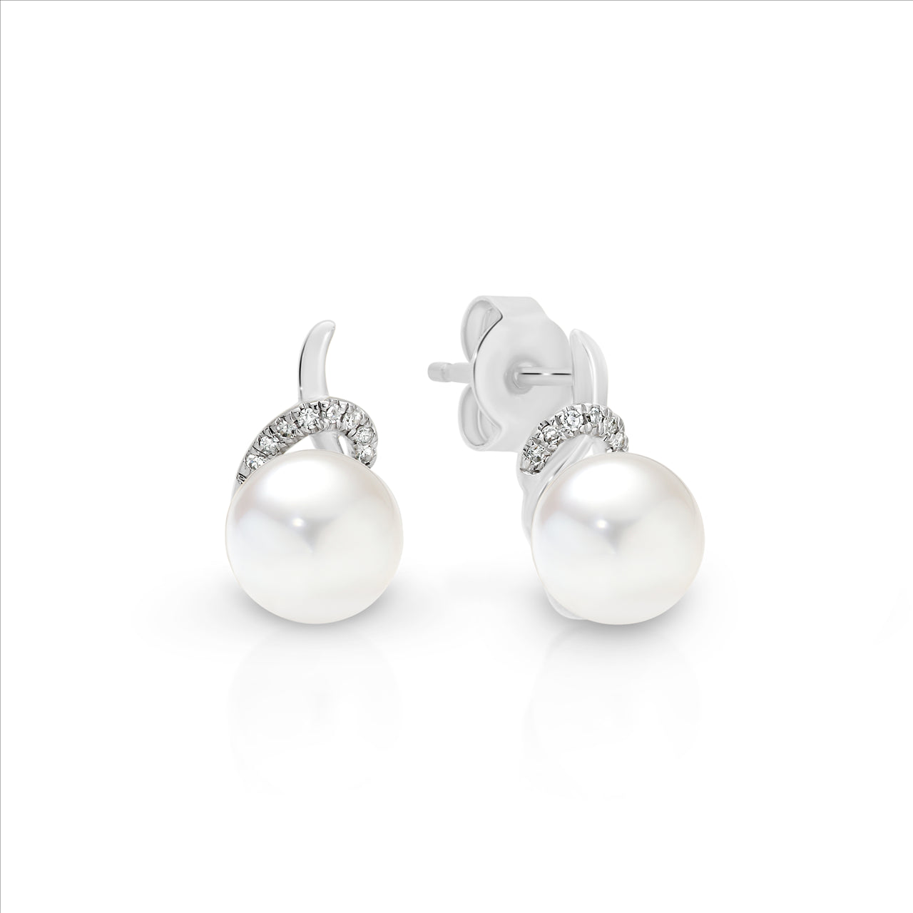 Pearl Diamond White Gold Stud Earrings