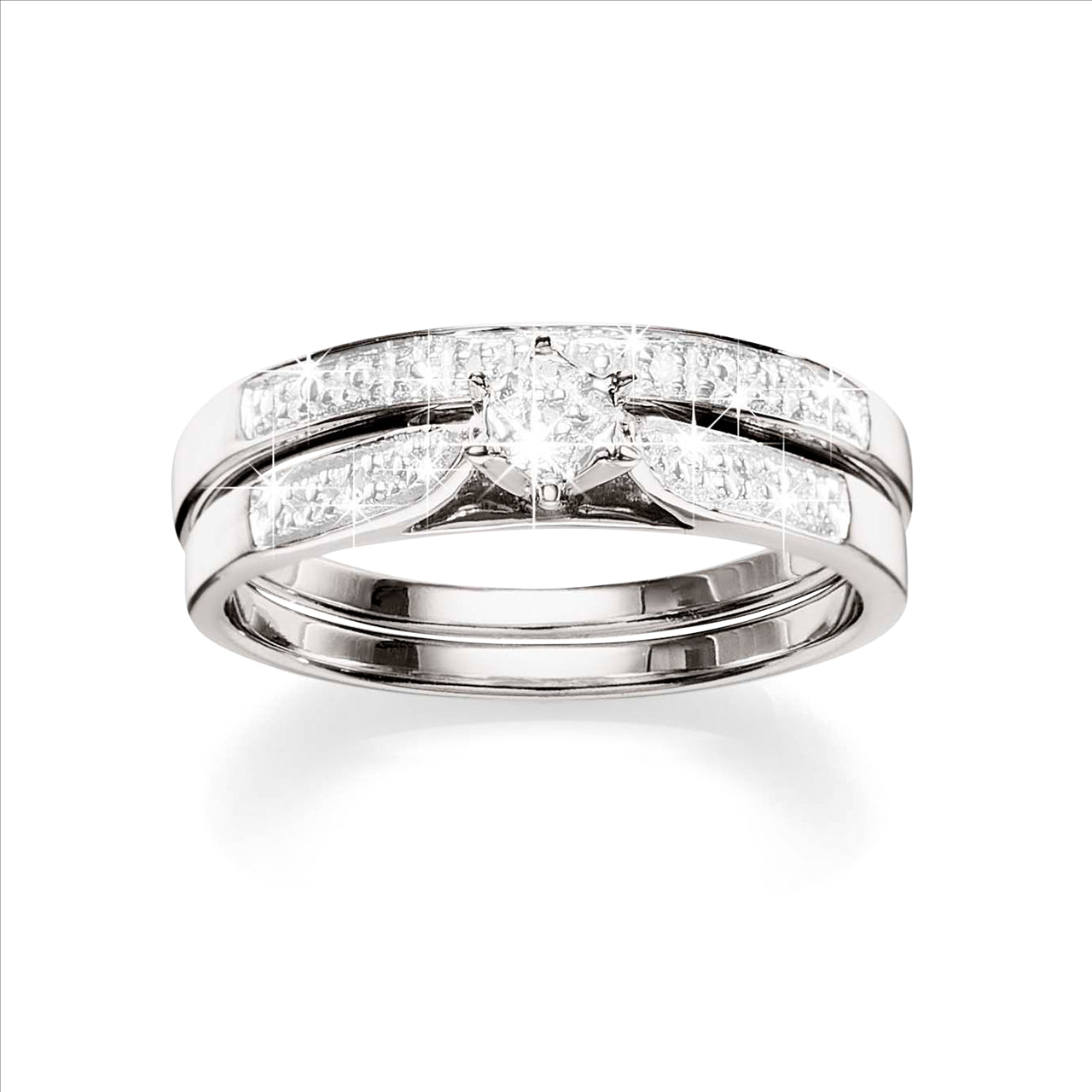 Sterling Silver Diamond Bridal set
