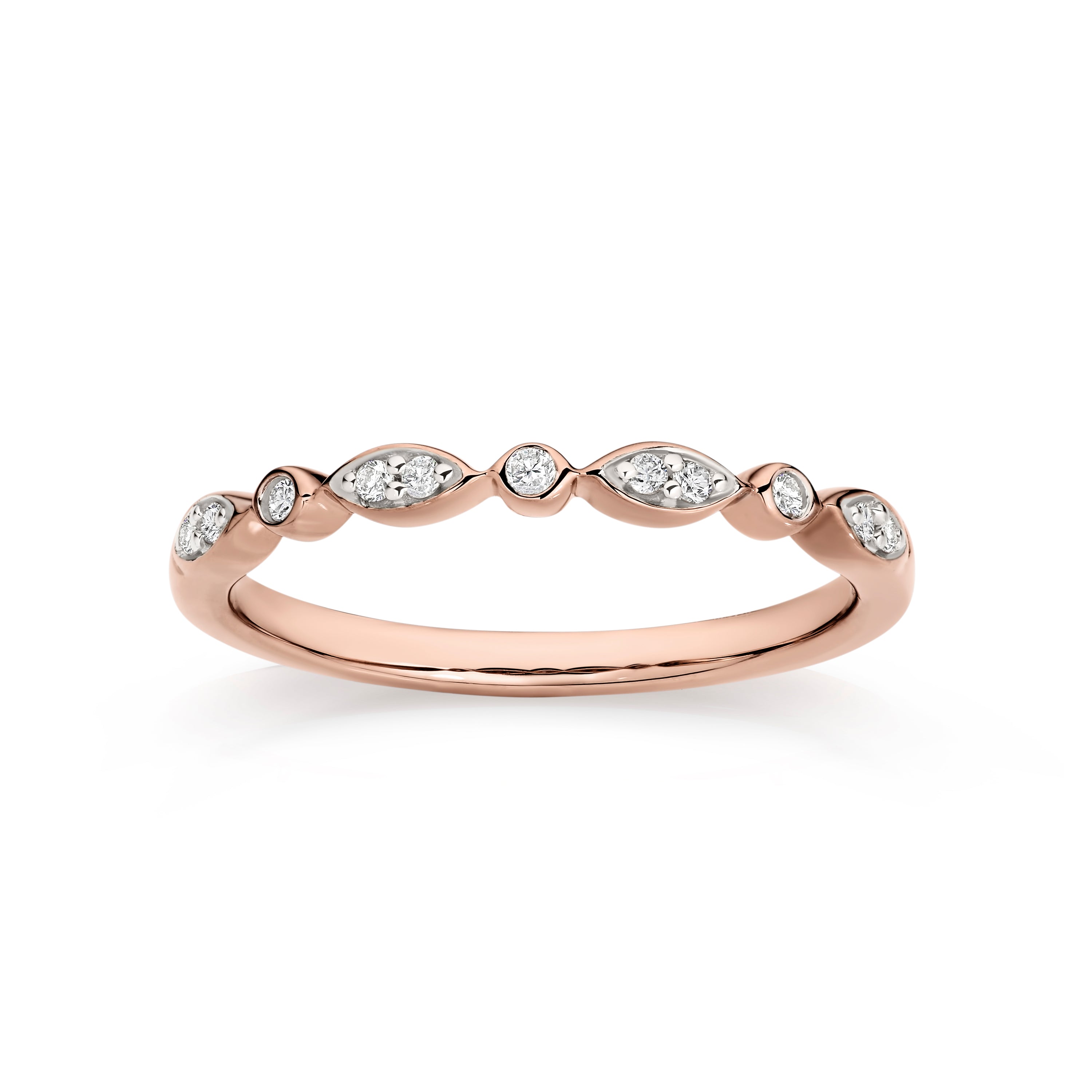 Diamond Marquise shaped Wedding band set in 9ct Rose Gold