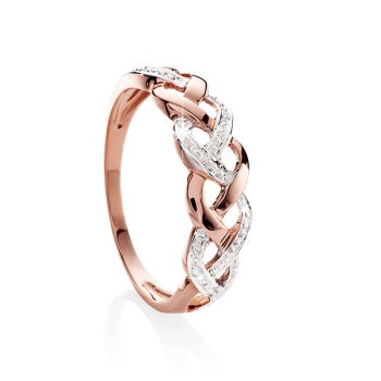 Diamond Plait Ring 9ct Rose Gold