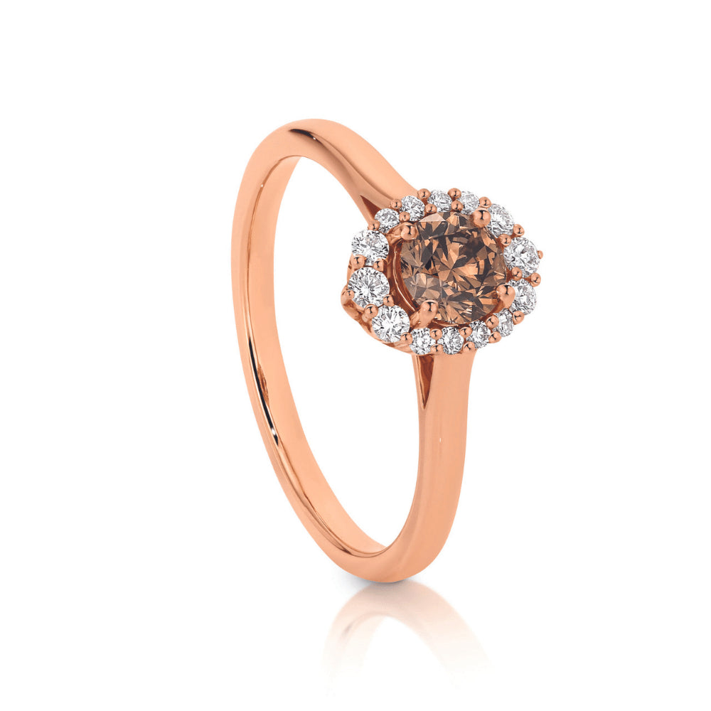 Rose Gold Australian Chocolate Diamond Halo Ring