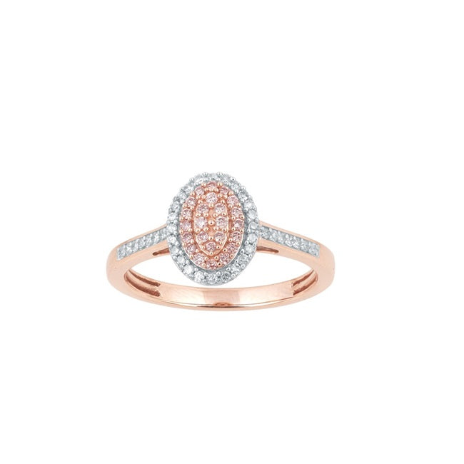 Natural Australian Pink Diamond Halo 0.25ct Rose Gold Ring