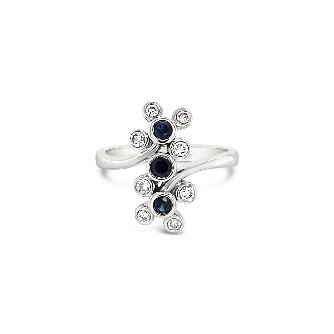 Sapphire & Diamond Ring 9ct White Gold