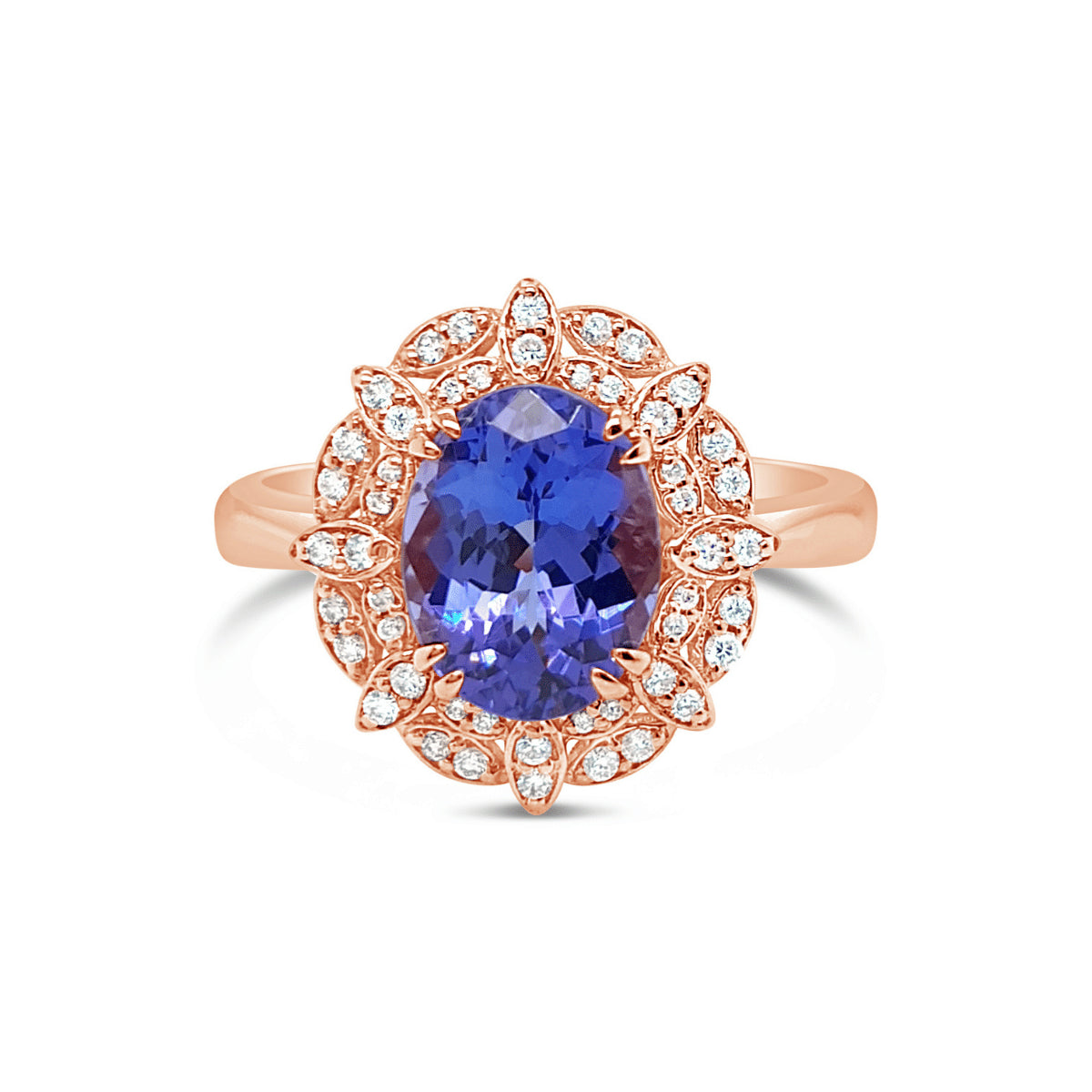 Oval Tanzanite and 18ct Rose Gold Dress Ring