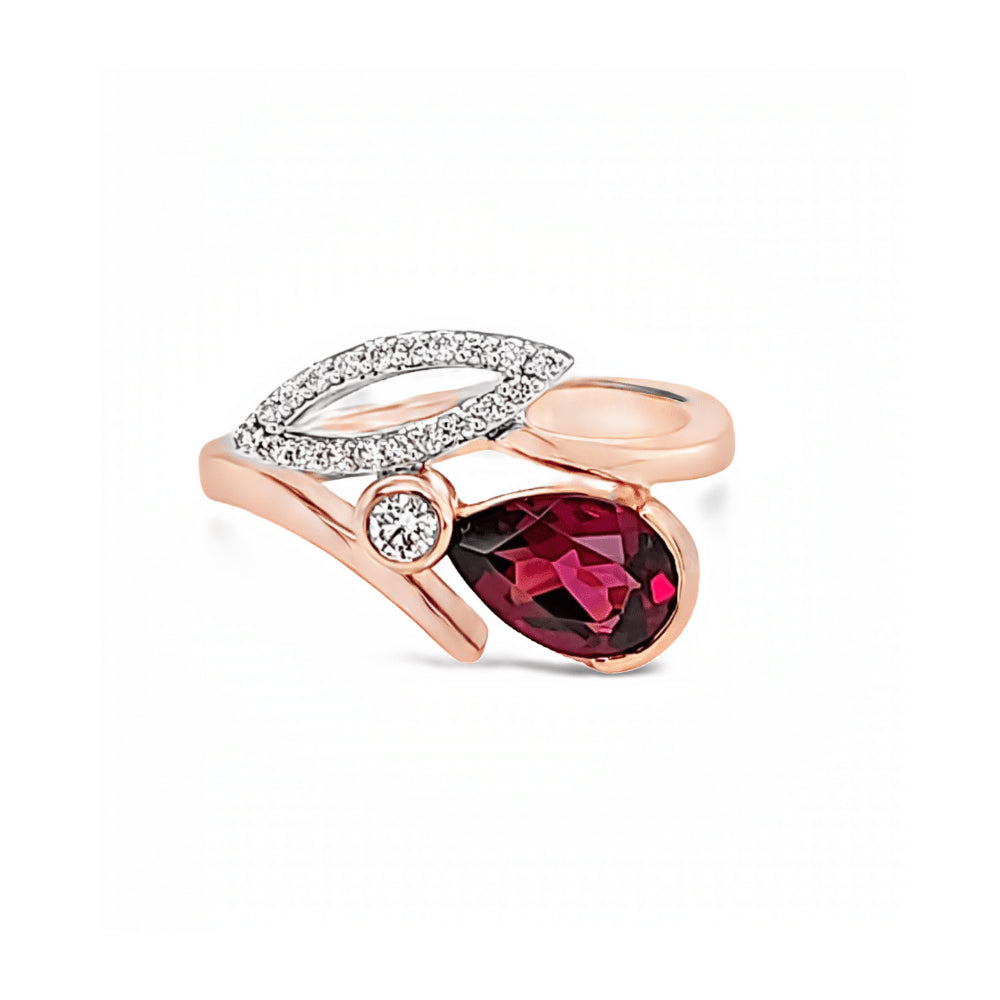 Rhodolite Garnet and Diamond Rose Gold Dress Ring