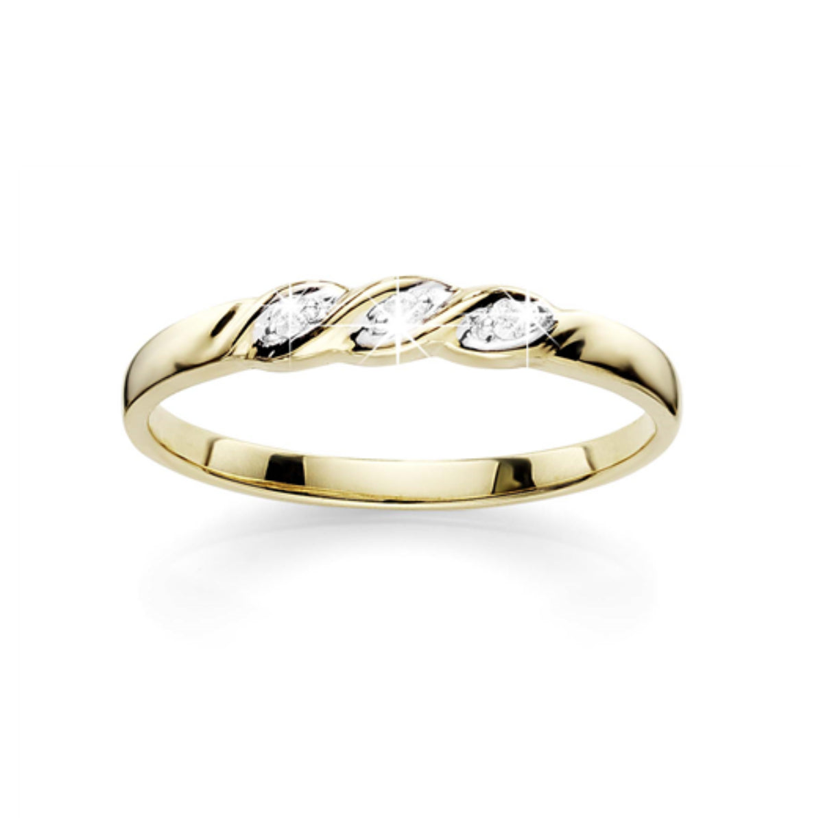 Diamond Set Fine Twist Ring 9ct Yellow Gold