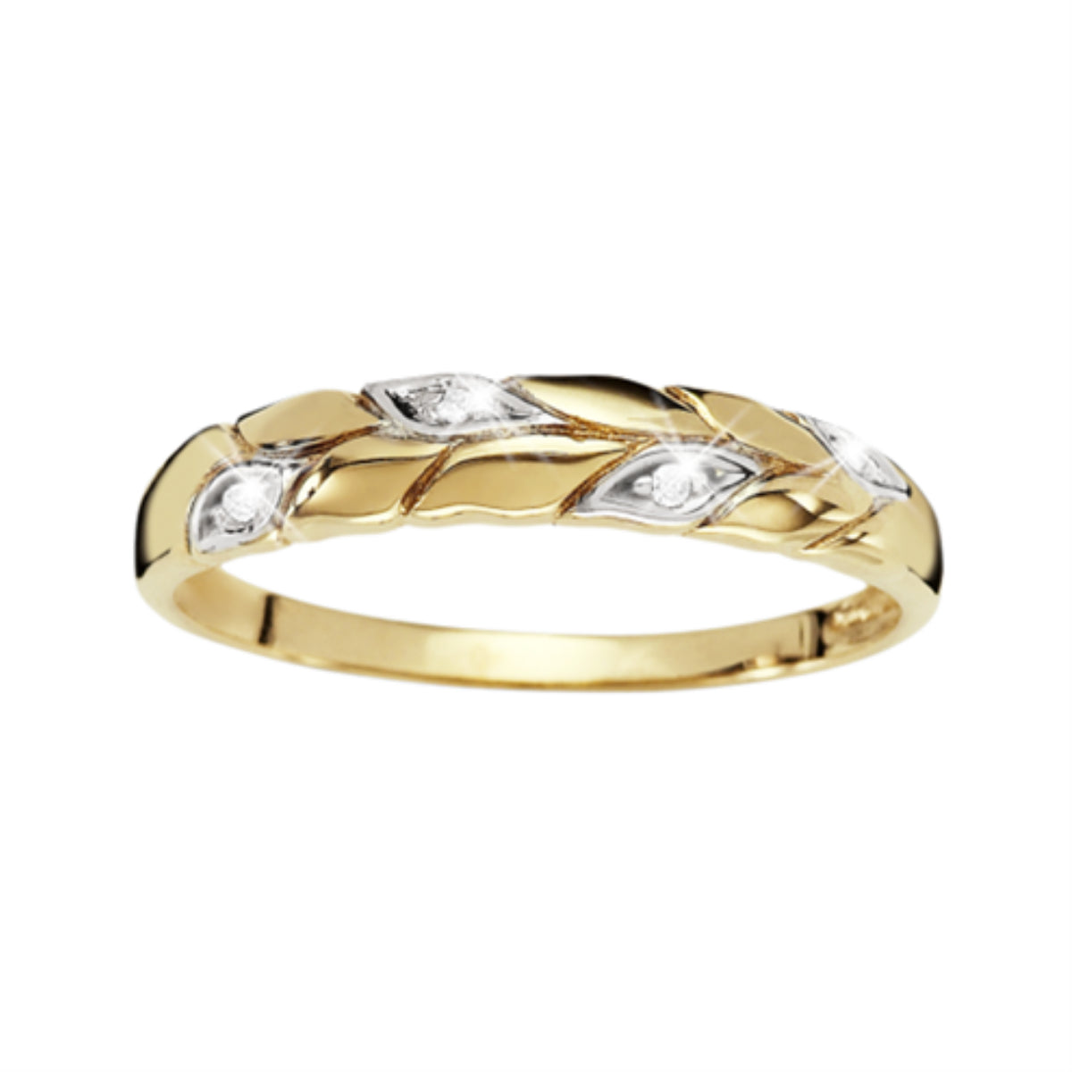Diamond Leaf Pattern Gold Ring