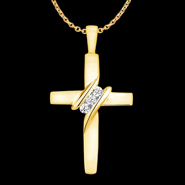 Diamond Channel Set Cross Gold Pendant