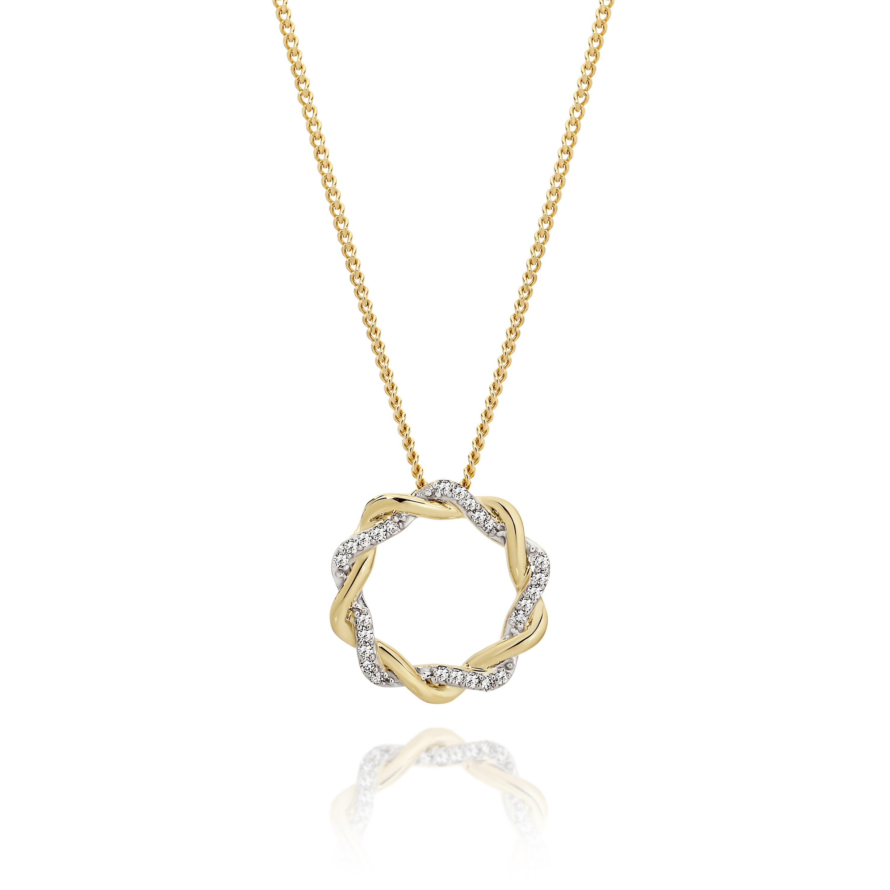 Diamond Twist Circle Gold Pendant