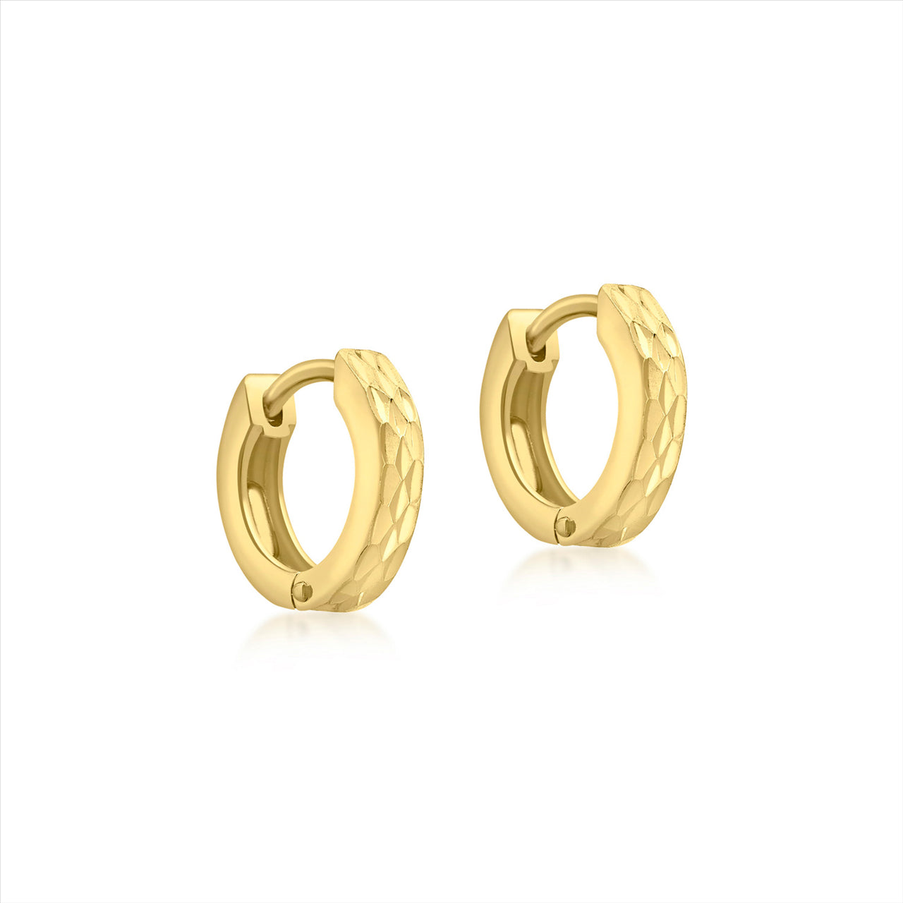 Gold Diamond Cut Huggie Earrings