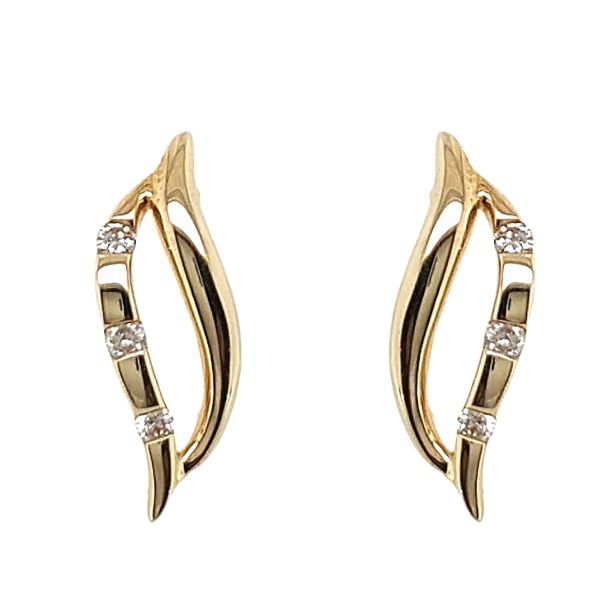 Gold Diamond Leaf Stud Earrings
