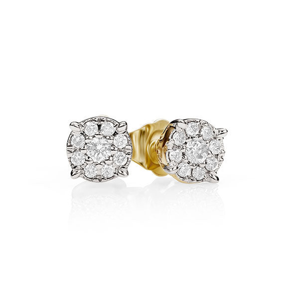 Diamond 0.16ct Cluster Gold Stud Earrings