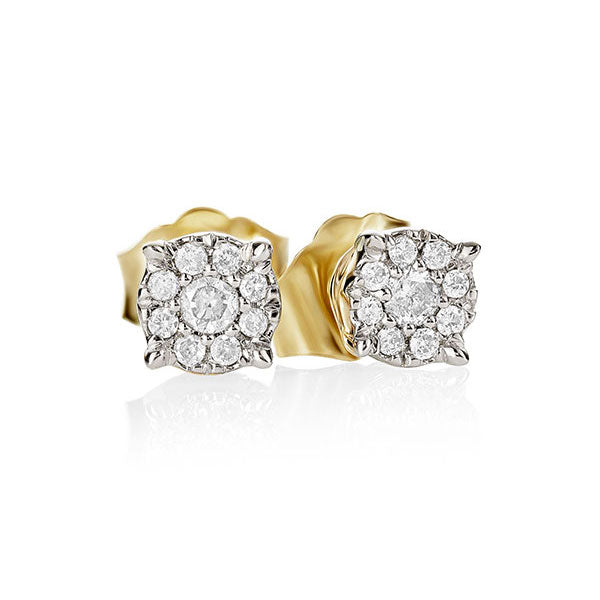 Diamond 0.22ct Cluster Gold Stud Earrings