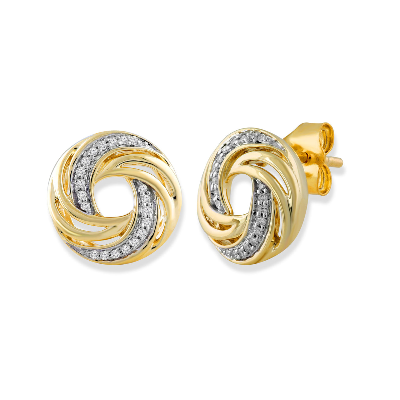 Diamond Knot Gold Stud Earrings
