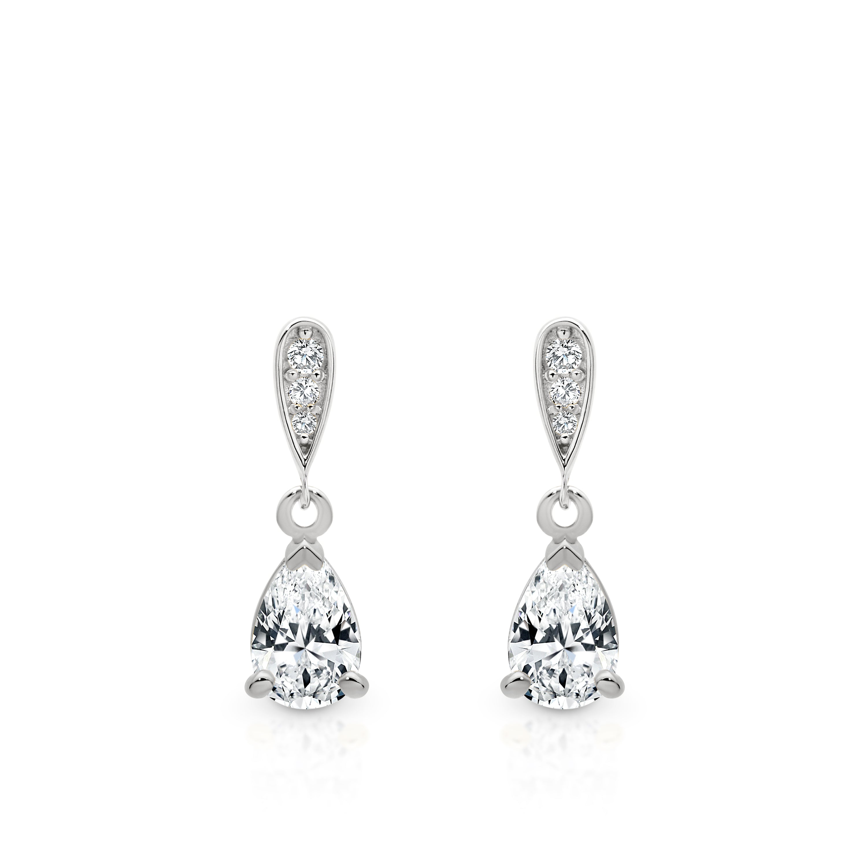 Cubic Zirconia Claw Set Pear Drop Earrings 9ct White Gold