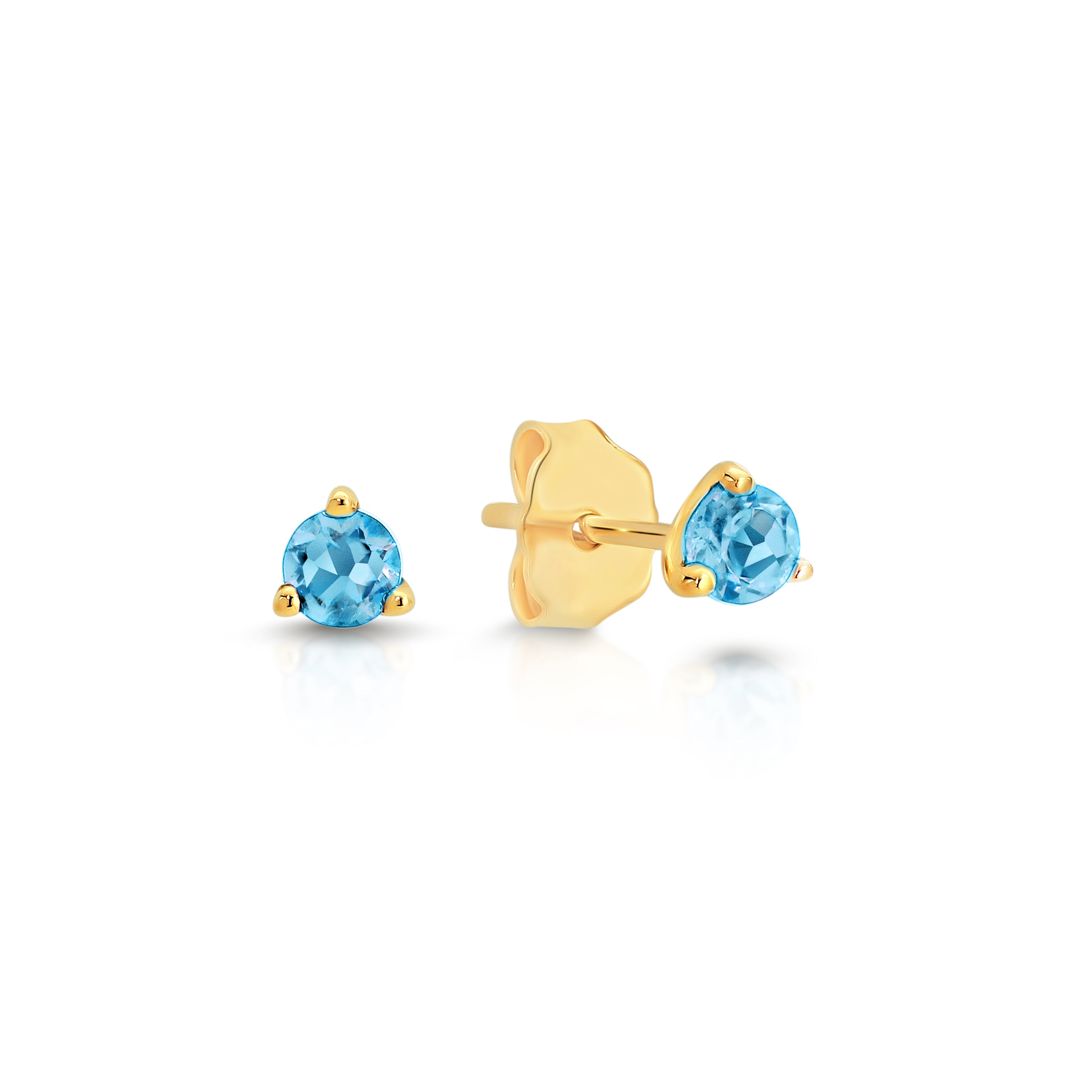 Gold Blue topaz stud earrings