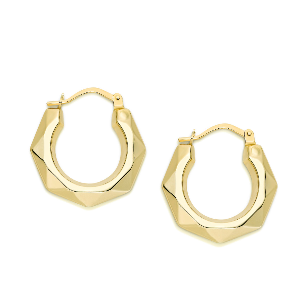 12mm Tapered Geometric 9ct Yellow Gold Hoops