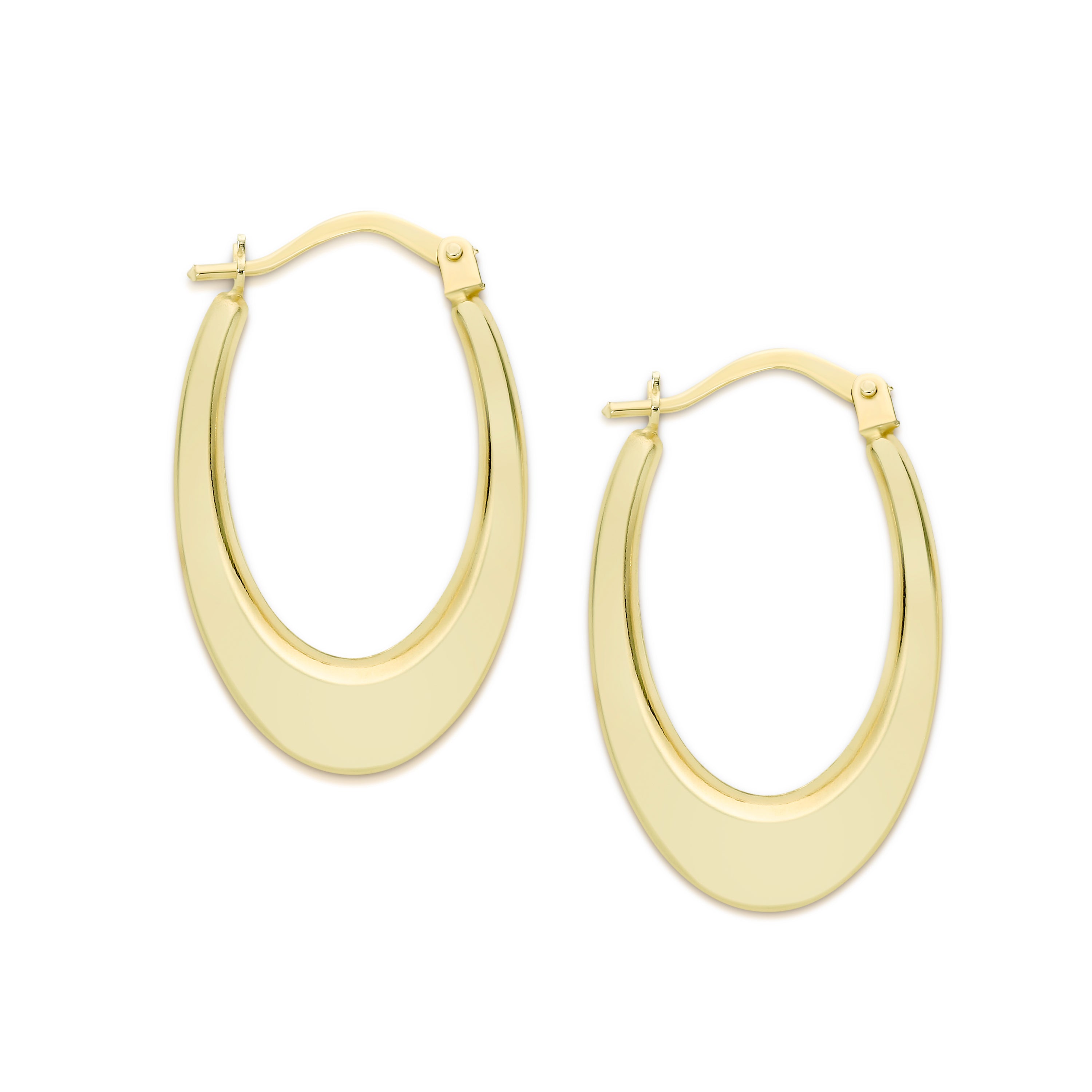 Oval Tapered Polished 9ct Yellow Gold Hoops