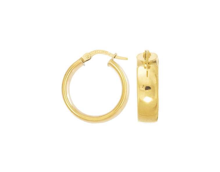 15mm Half Round 9ct Yellow Gold Hoops