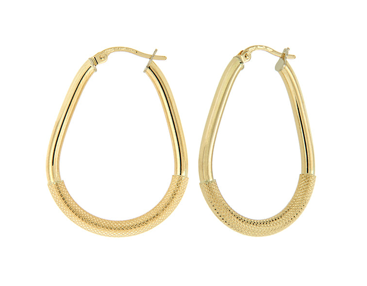 Gold Hoops 25mm Oval Textured