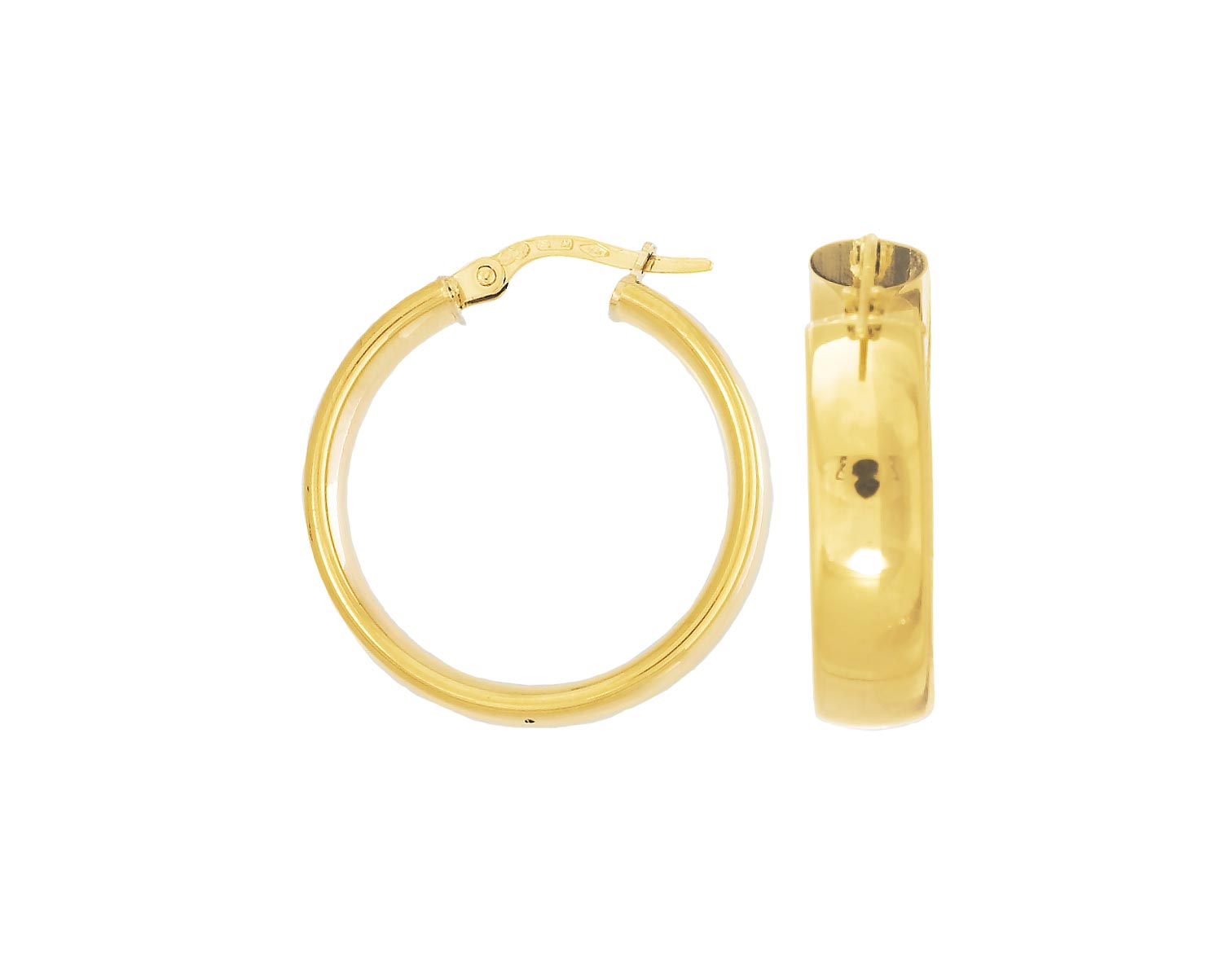20mm Half Round 9ct Yellow Gold Hoops
