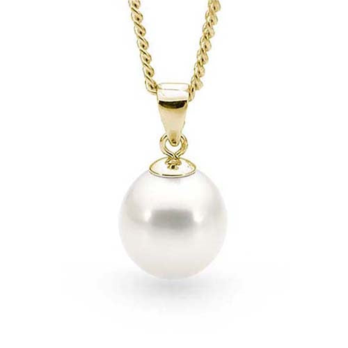 White Freshwater Pearl Pendant 9ct Yellow Gold