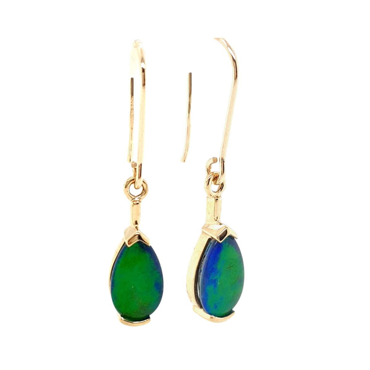 Pearshape Opal Gold Drop Earrings
