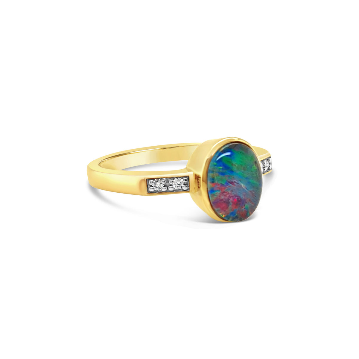 Oval Opal and Diamond Gold Ring