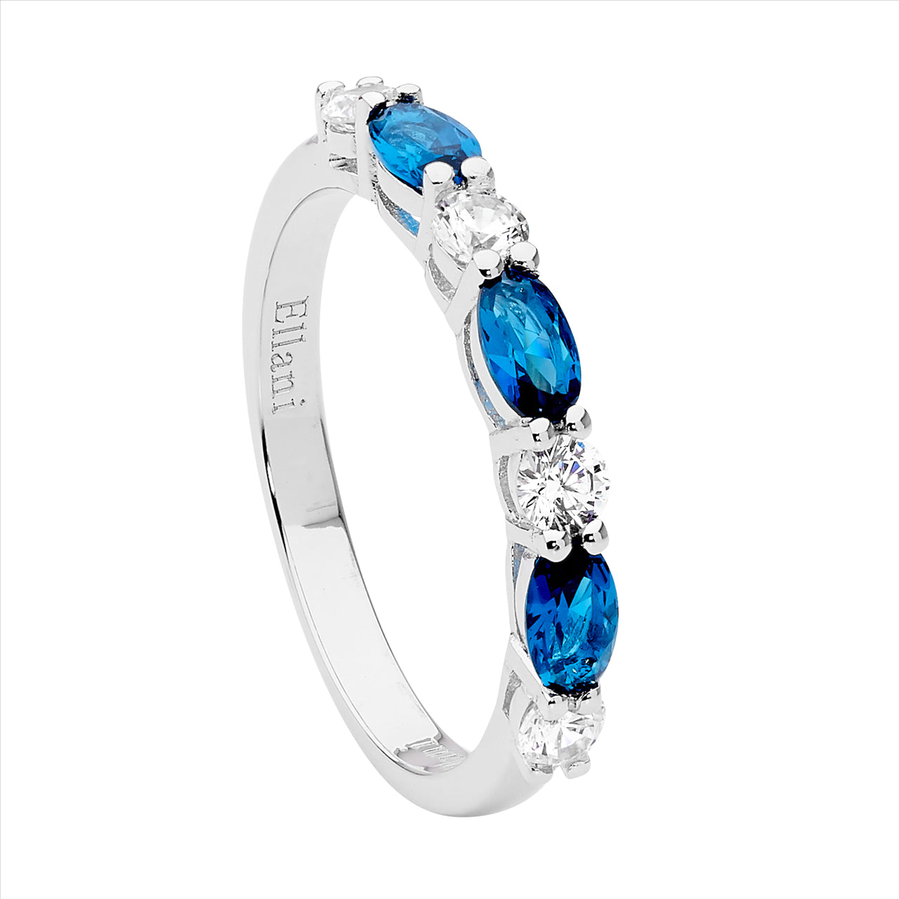Eternity Blue and White Silver Ring