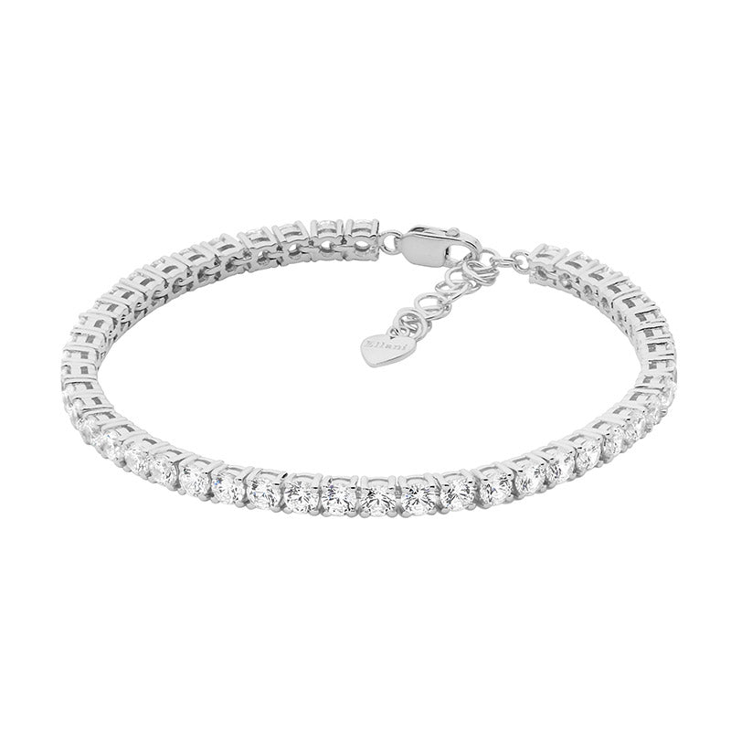 Cubic Zirconia Tennis Bracelet W/Extension Chain Sterling Silver