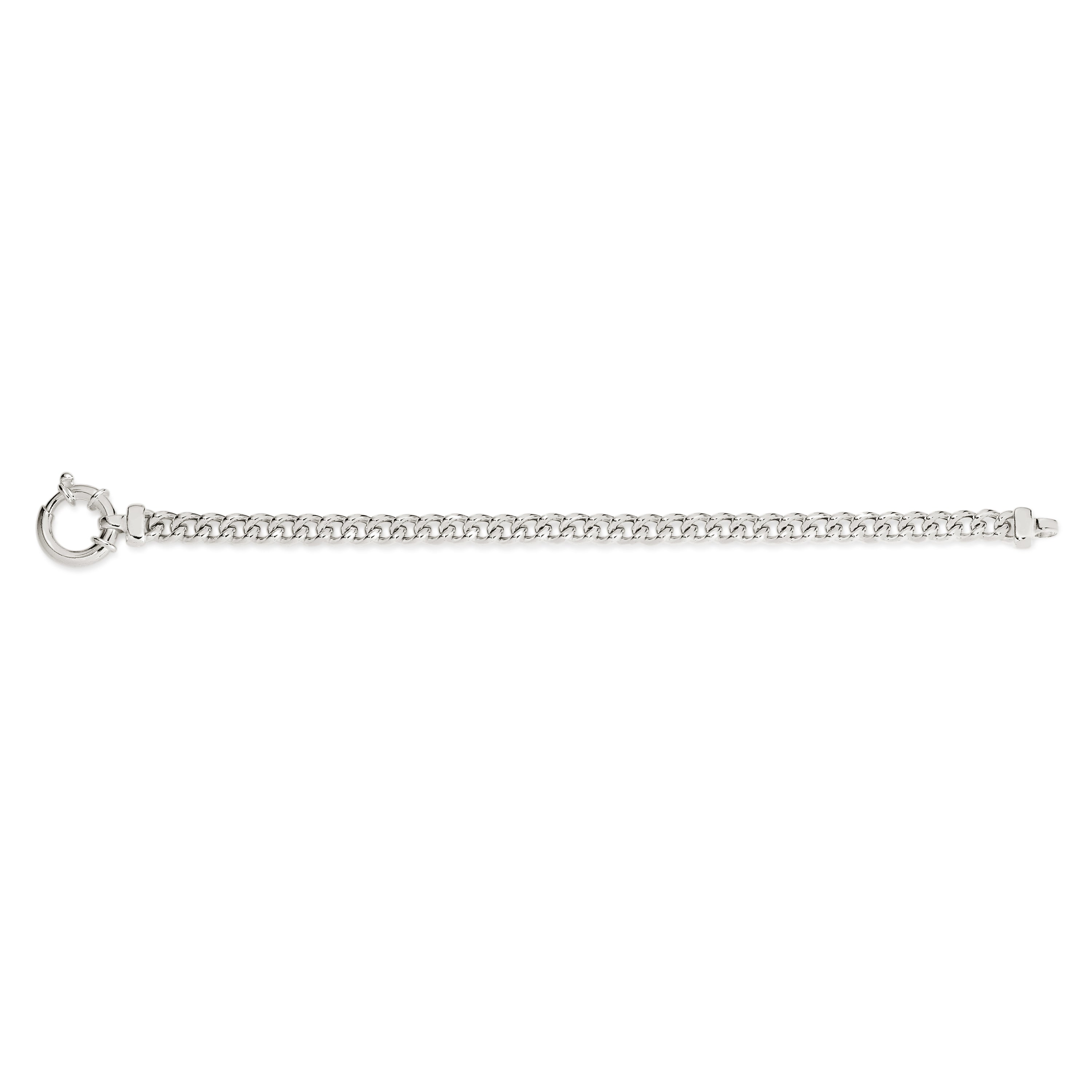 Curb Sterling Silver Bracelet WIth Bolt RIng 20cm