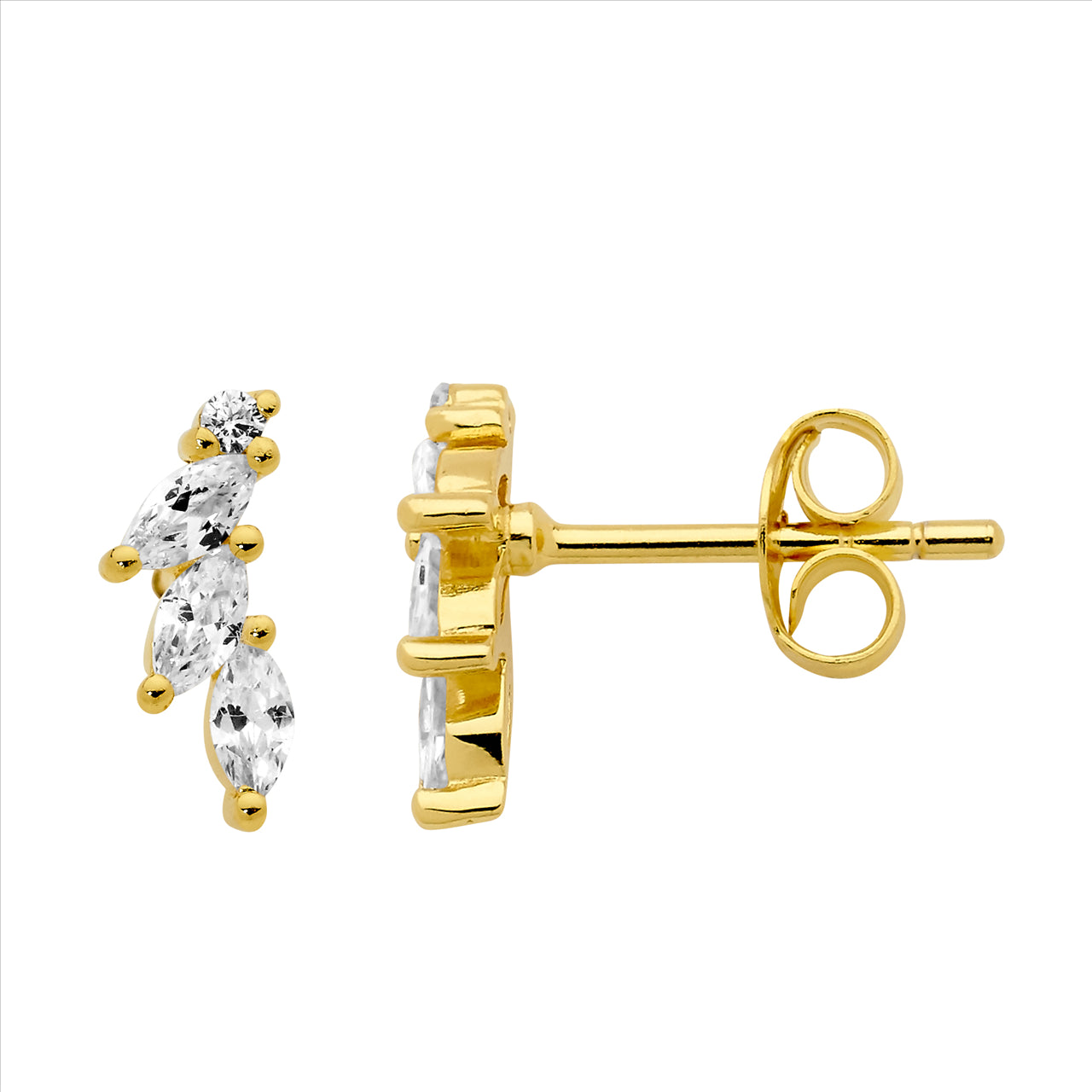 Gold Plated Sterling Silver Cubic Zirconia Stud Earrings