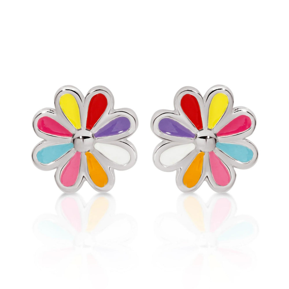 Rainbow Flower Stud Earrings