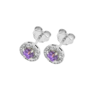 Halo Purple Stud Earrings