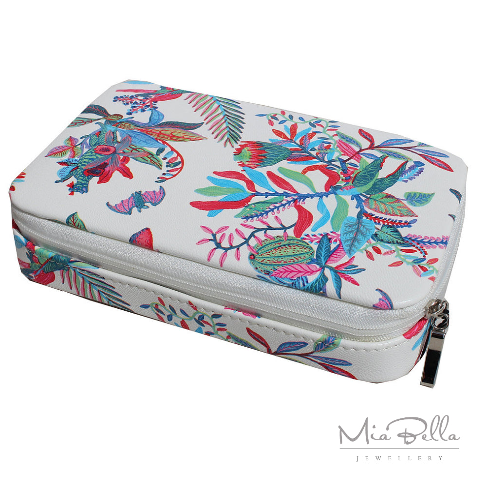 Floral White Travel Jewellery Wallet