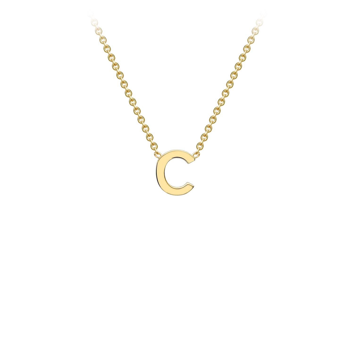 9ct Yellow Gold 'C' Petite Initial Adjustable Letter Necklace 38/43cm